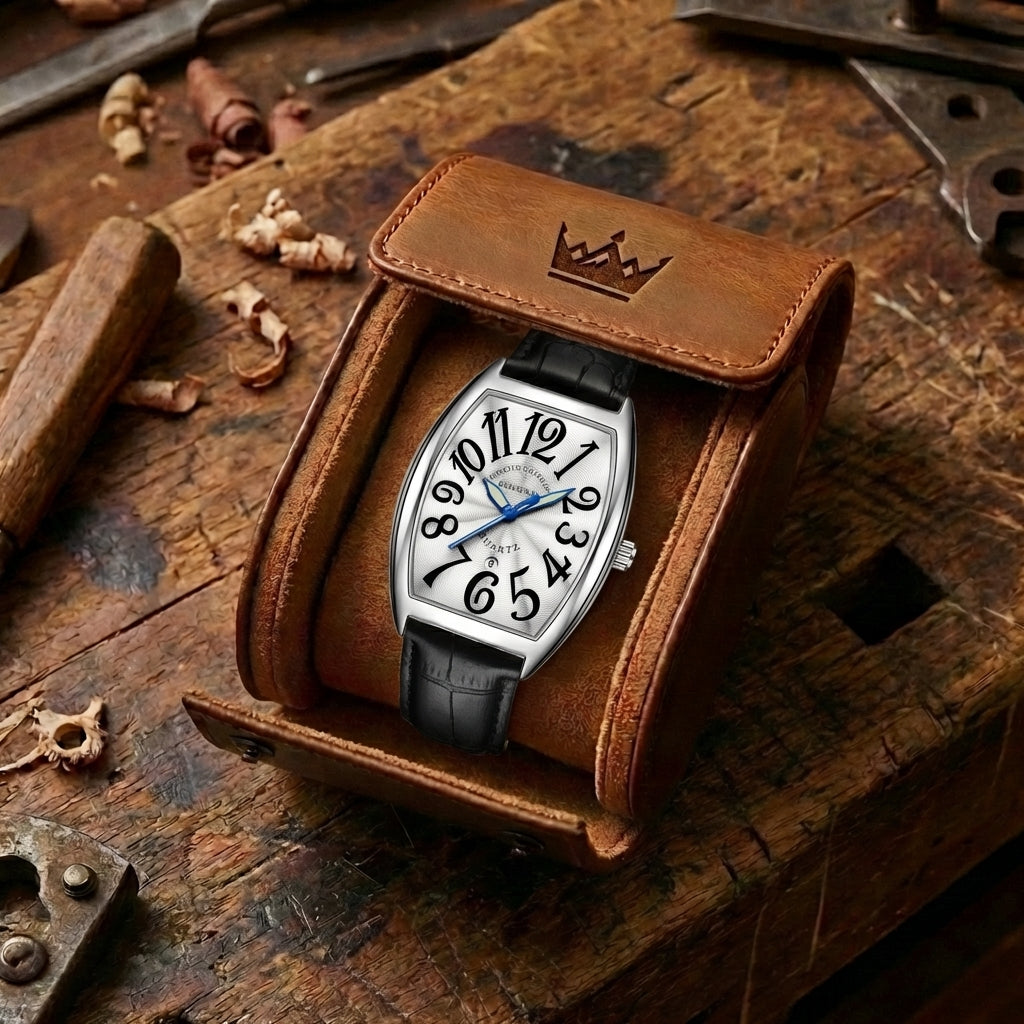 Men's Luminous Leather Strap Quartz Watch