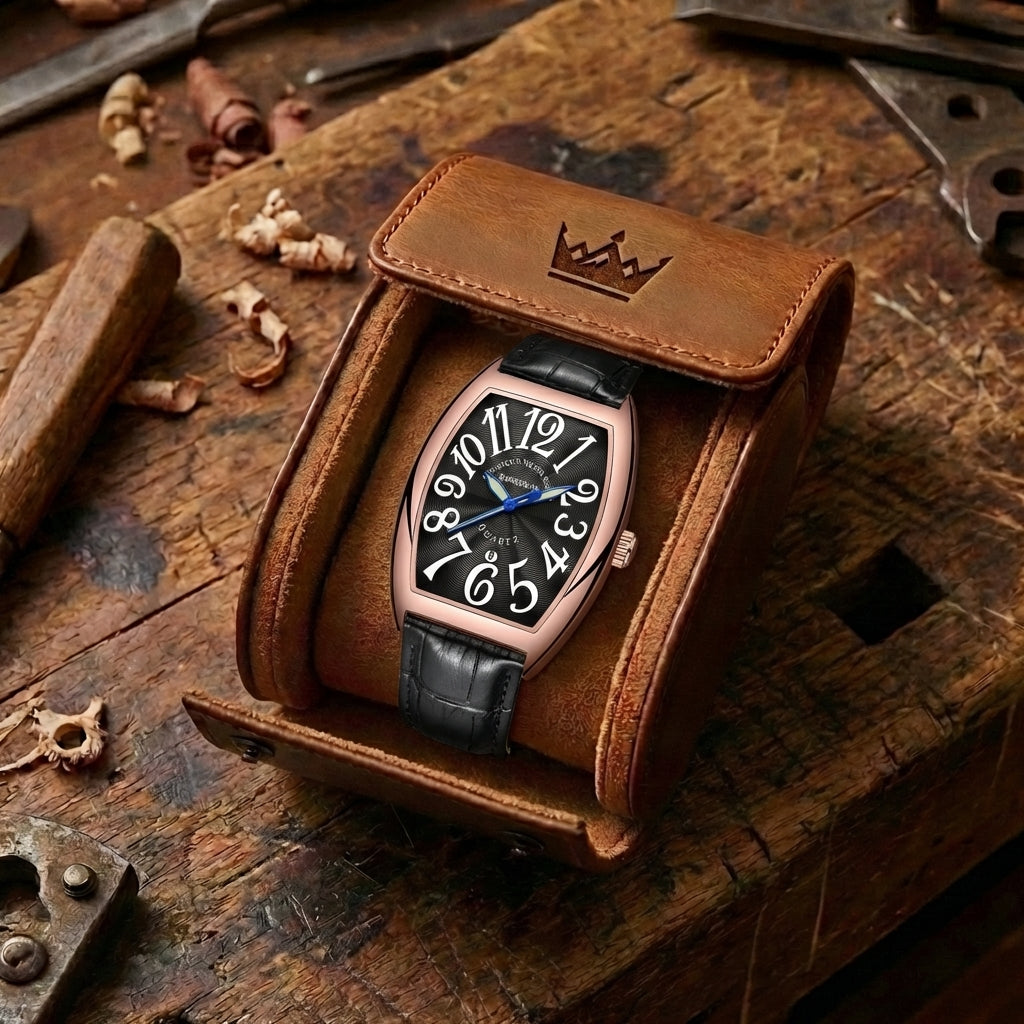 Men's Luminous Leather Strap Quartz Watch